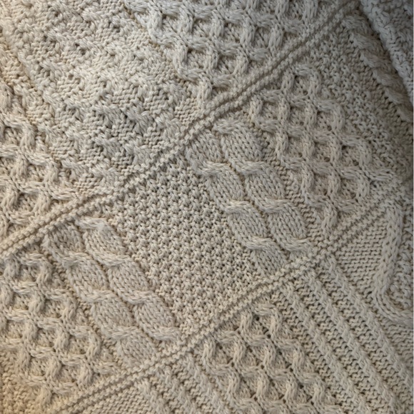 Vintage Wool Aran Sweater Cardigan Cream - Picture 15 of 16